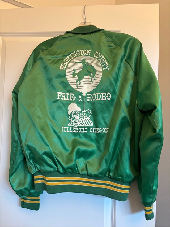 Jackets & Blazers - Retro County Fair & Rodeo Green Satin Jacket
